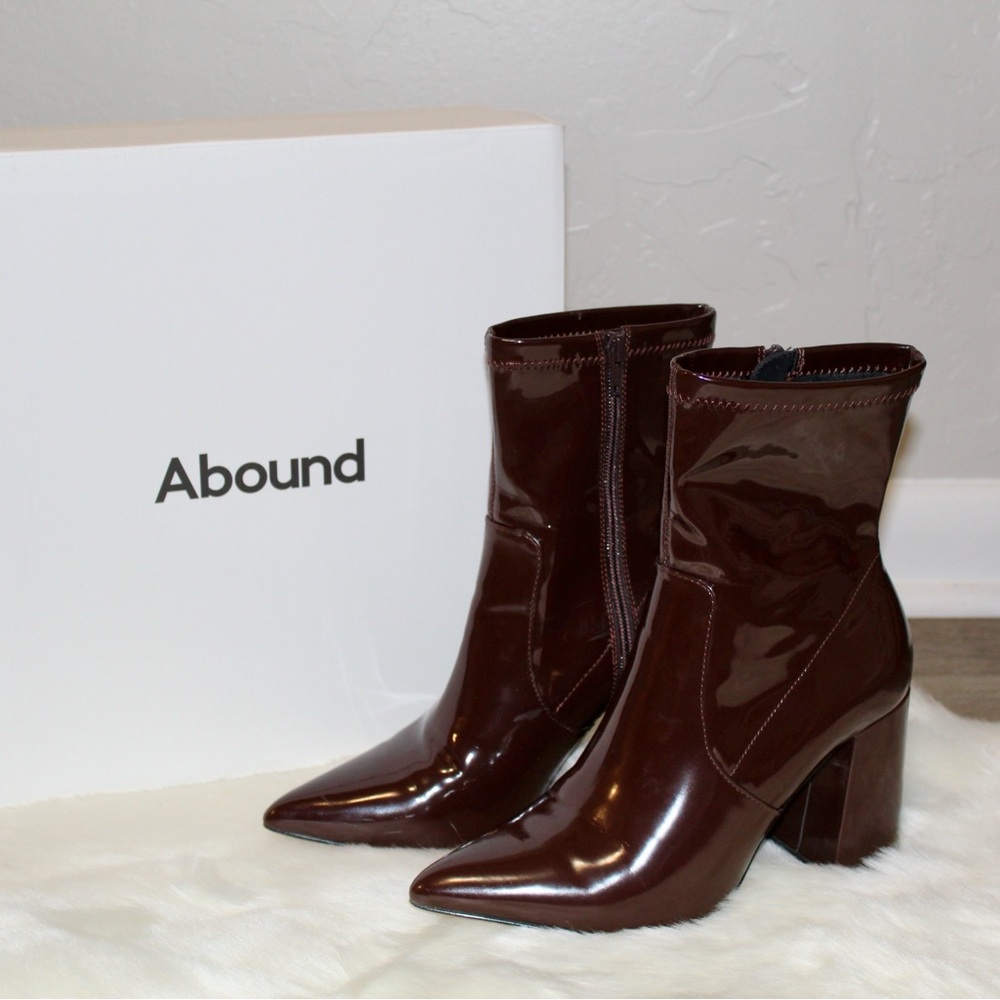 Abound Brown Heeled Boots with Block Heel
